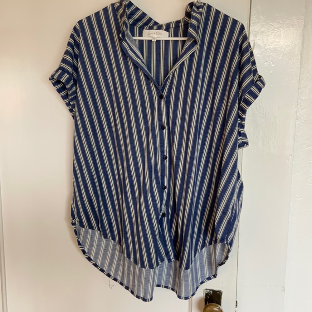 Blue and white Striped shirt XL